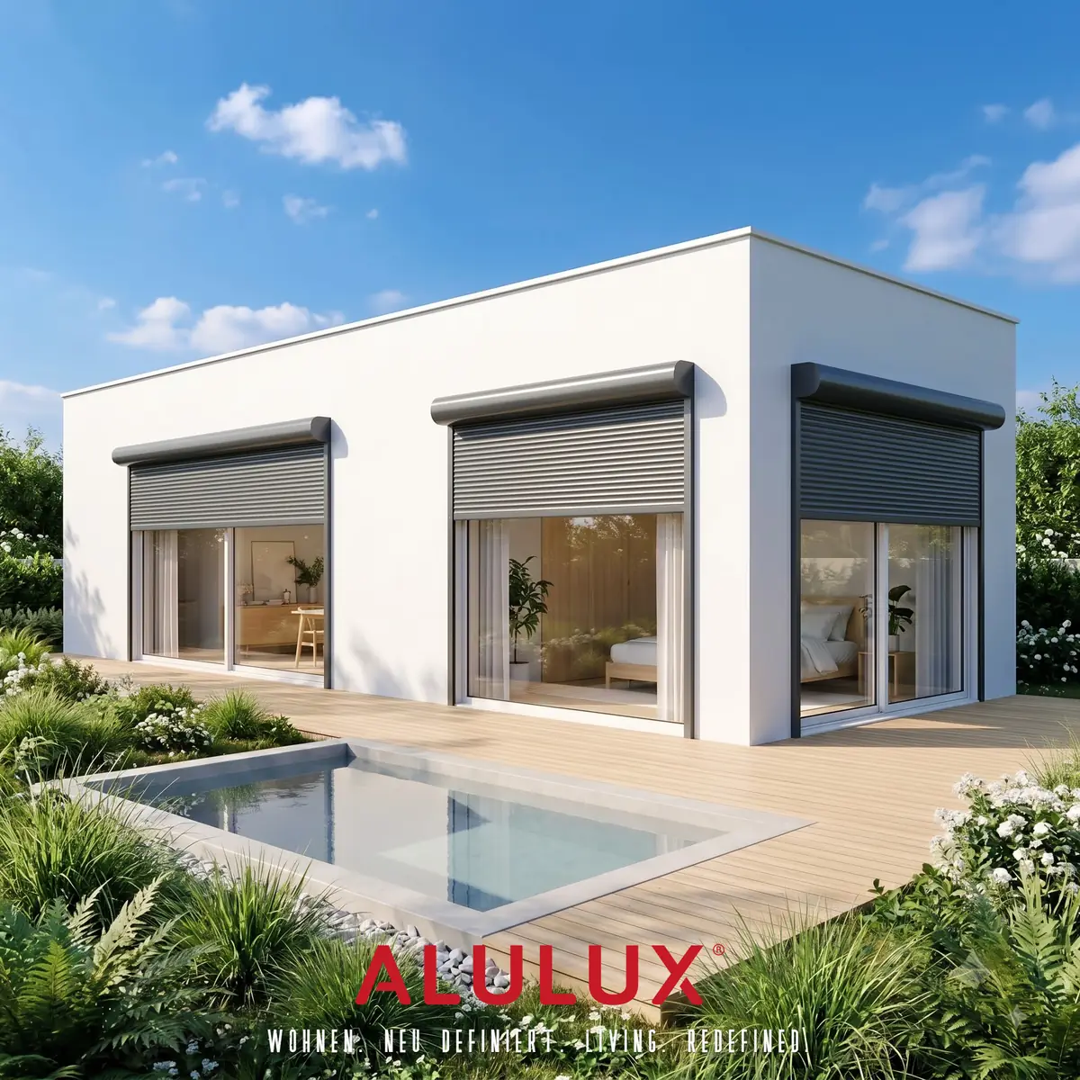 독일 ALULUX 주택 롤러셔터, 화이트에 짙은 선을 그리다.