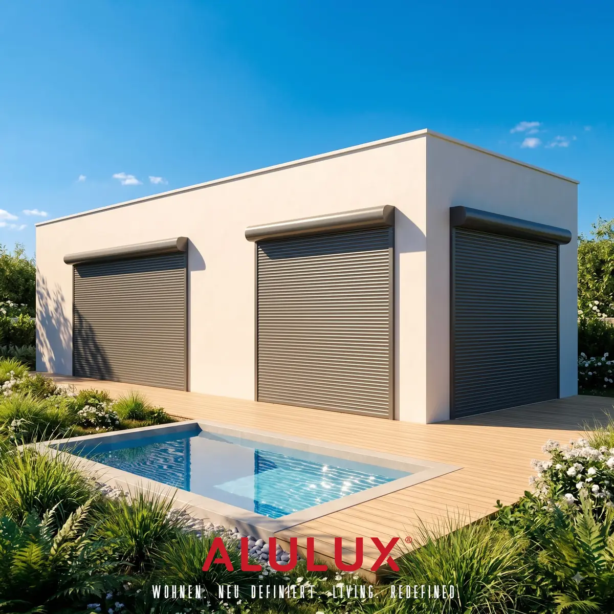 독일 ALULUX 주택 롤러셔터, 화이트에 짙은 선을 그리다.